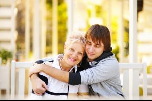 Happy mother and son